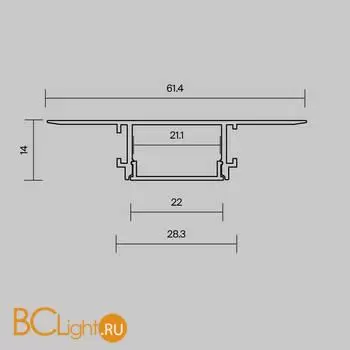 Алюминиевый профиль встраиваемый скрытого монтажа 61x14 (Серебро, 2 м), ALM-6114-S-2M 636019 - Фото 4