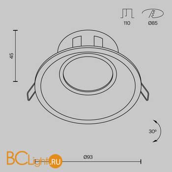 Встраиваемый светильник Maytoni Dot GU10 1x50Вт DL028-2-01W - Схема