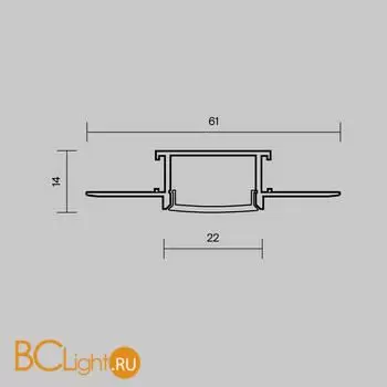 Алюминиевый профиль встраиваемый скрытого монтажа 61x14 (Серебро, 3 м), ALM-011-S-3M Maytoni Led Strip 636009 - Фото 3