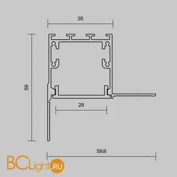Алюминиевый профиль встраиваемый скрытого монтажа 59x59 (Серебро, 2 м), ALM-5959-S-2M Maytoni Led Strip 636014 - Фото 3