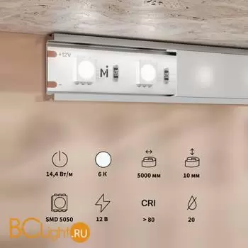 Светодиодная лента Base 12В 5050 14,4Вт/м 6000K 5м IP 20 Maytoni Led Strip 201185 - Фото 1