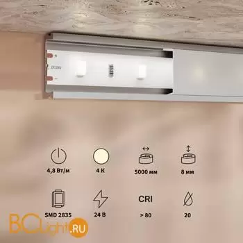 Светодиодная лента Base 24В 2835 4,8Вт/м 4000K 5м IP 20 Maytoni Led Strip 201166 - Фото 1
