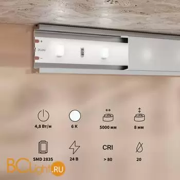 Светодиодная лента Base 24В 2835 4,8Вт/м 6000K 5м IP 20 Maytoni Led Strip 201167 - Фото 1