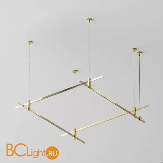 Готовая конструкция квадратная двухуровневая на тросовых подвесах Hang без светильников и блока питания, латунь Maytoni Magnetic trаck system Flarity TFC-Flar-H04-BS