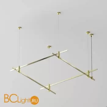 Готовая конструкция квадратная двухуровневая на тросовых подвесах Hang без светильников и блока питания, латунь Maytoni Magnetic trаck system Flarity TFC-Flar-H04-BS