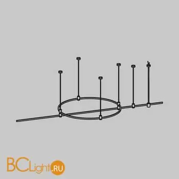 Готовая конструкция круглая + прямая двухуровневая на тросовых подвесах Hang без светильников и блока питания, черный Maytoni Magnetic trаck system Flarity TFC-Flar-H05-B - Фото 0