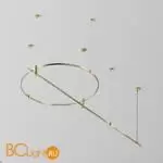 Готовая конструкция круглая + прямая двухуровневая на тросовых подвесах Hang без светильников и блока питания, латунь Maytoni Magnetic trаck system Flarity TFC-Flar-H05-BS