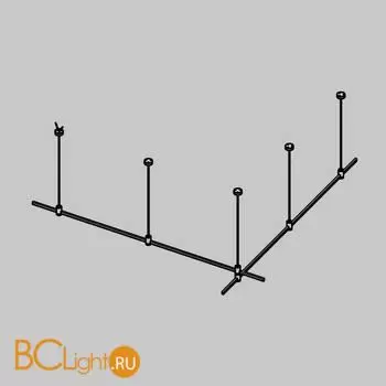 Готовая конструкция прямая двухуровневая на тросовых подвесах Hang без светильников и блока питания, черный Maytoni Magnetic trаck system Flarity TFC-Flar-H06-B - Фото 0