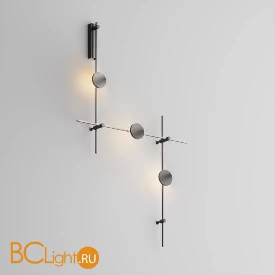 Готовая конструкция настенная прямая 1м х 1м х 1м со светильниками Plato 3 шт. и блоком питания, черный Maytoni Magnetic trаck system Flarity TFC-Flar-W01-B