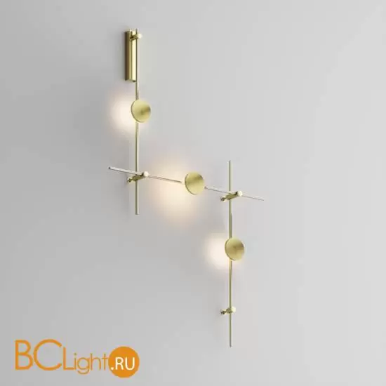Готовая конструкция настенная прямая 1м х 1м х 1м со светильниками Plato 3 шт. и блоком питания, латунь Maytoni Magnetic trаck system Flarity TFC-Flar-W01-BS