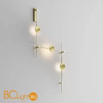 Готовая конструкция настенная прямая 1м х 1м х 1м со светильниками Plato 3 шт. и блоком питания, латунь Maytoni Magnetic trаck system Flarity TFC-Flar-W01-BS