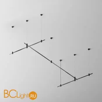 Готовая конструкция прямая 2м х 1м двухуровневая на тросовых подвесах Hang без светильников и блока питания, черный Maytoni Magnetic trаck system Flarity TFC-Flar-H07-B