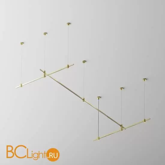 Готовая конструкция прямая 2м х 1м двухуровневая на тросовых подвесах Hang без светильников и блока питания, латунь Maytoni Magnetic trаck system Flarity TFC-Flar-H07-BS