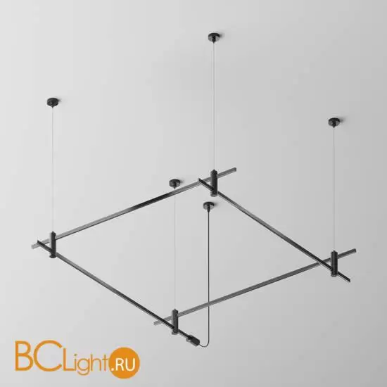 Готовая конструкция квадратная двухуровневая на тросовых подвесах Hang без светильников и блока питания, черный Maytoni Magnetic trаck system Flarity TFC-Flar-H08-B