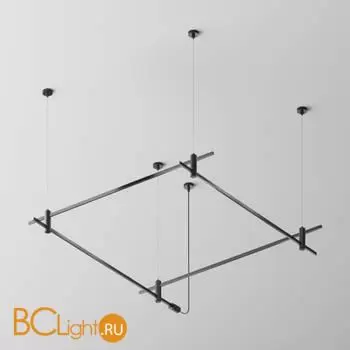 Готовая конструкция квадратная двухуровневая на тросовых подвесах Hang без светильников и блока питания, черный Maytoni Magnetic trаck system Flarity TFC-Flar-H08-B