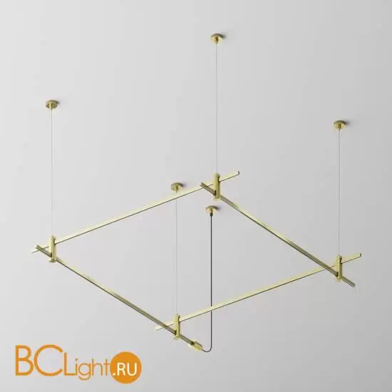 Готовая конструкция квадратная двухуровневая на тросовых подвесах Hang без светильников и блока питания, латунь Maytoni Magnetic trаck system Flarity TFC-Flar-H08-BS