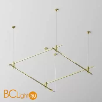 Готовая конструкция квадратная двухуровневая на тросовых подвесах Hang без светильников и блока питания, латунь Maytoni Magnetic trаck system Flarity TFC-Flar-H08-BS