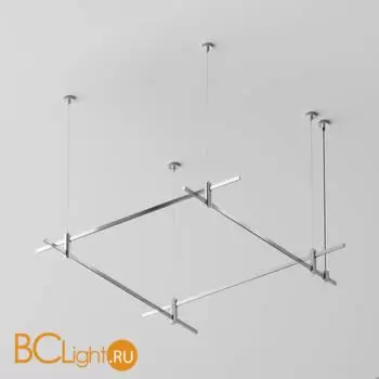 Готовая конструкция квадратная двухуровневая на тросовых подвесах Hang без светильников и блока питания, платина Maytoni Magnetic trаck system Flarity TFC-Flar-H04-PT