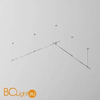 Готовая конструкция прямая двухуровневая на тросовых подвесах Hang без светильников и блока питания, платина Maytoni Magnetic trаck system Flarity TFC-Flar-H06-PT
