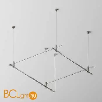 Готовая конструкция квадратная двухуровневая на тросовых подвесах Hang без светильников и блока питания, платина Maytoni Magnetic trаck system Flarity TFC-Flar-H08-PT