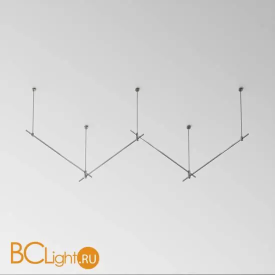 Готовая конструкция прямая 4м двухуровневая на жестких подвесах Long H804 мм без светильников и блока питания, платина Maytoni Magnetic trаck system Flarity TFC-Flar-L02-PT