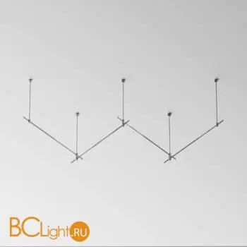 Готовая конструкция прямая 4м двухуровневая на жестких подвесах Long H804 мм без светильников и блока питания, платина Maytoni Magnetic trаck system Flarity TFC-Flar-L02-PT