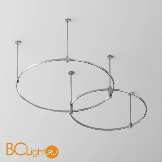 Готовая конструкция круглая двухровневая D800мм + D650мм на жестких подвесах Medium без светильников и блока питания, платина Maytoni Magnetic trаck system Flarity TFC-Flar-M01-PT