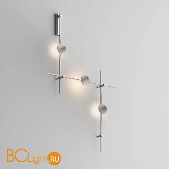 Готовая конструкция настенная прямая 1м х 1м х 1м со светильниками Plato 3 шт. и блоком питания, платина Maytoni Magnetic trаck system Flarity TFC-Flar-W01-PT