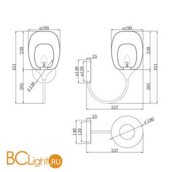 Настенный светильник (бра) Maytoni Aura MOD016WL-01BS - Схема