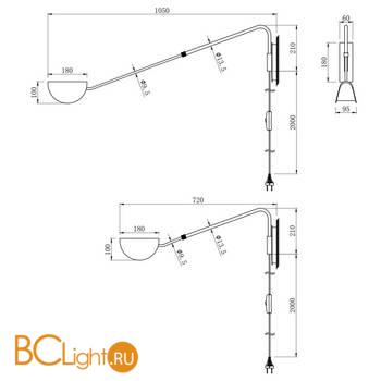 Настенный светильник (бра) Maytoni Mollis MOD126WL-01B1 - Схема