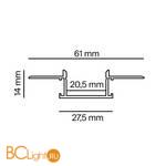 Алюминиевый профиль 04011 под шпатлевку Maytoni ALM011S-2M - Схема