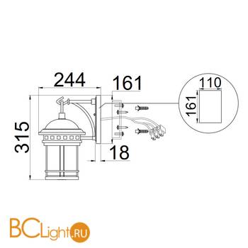 Уличный настенный светильник Maytoni Salamanca O031WL-01BR - Схема