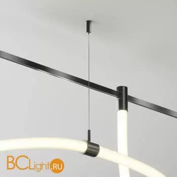 Потолочный коннектор с тросовым подвесом Tau в шинопровод Flarity черный TRA154CSW-1B - Фото 0