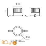 Встраиваемый спот (точечный светильник) Axo light Aldus ALDUS RECESSED DOWNLIGHT 509 07 - Схема