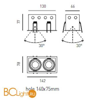 Встраиваемый спот (точечный светильник) Axo light Ficinus FICINUS 2 RECESSED DOWNLIGHT 518 07 - Схема