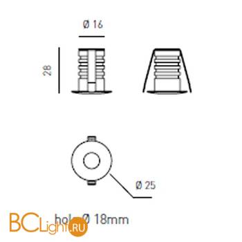 Встраиваемый спот (точечный светильник) Axo light Picus PICUS RECESSED DOWNLIGHT 501 07 - Схема