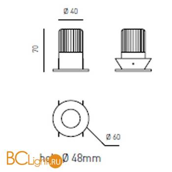 Встраиваемый спот (точечный светильник) Axo light Telesius 40 503 07 - Схема
