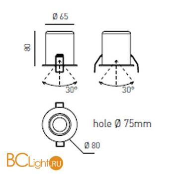Встраиваемый спот (точечный светильник) Axo light Deminio 40 505 07 - Схема