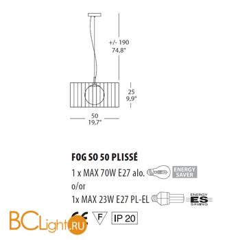 Подвесной светильник Morosini Evi Style Fog Plisse SO50 0210SO08MKIN - Схема