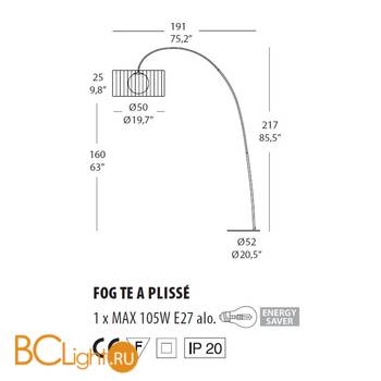 Торшер Morosini Evi Style Fog Plisse TE A 0211TE08AVIN - Схема