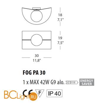 Настенный светильник Morosini Fog 30 PA 0200PA08BIAL - Схема