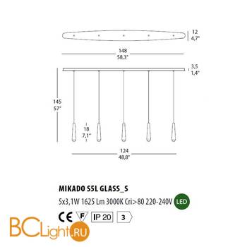 Подвесной светильник Morosini Mikado MIKADO S5L glass-S 0574SL07SAL3 - Схема