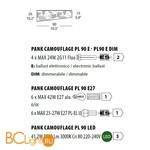 Потолочный светильник Morosini Pank Camouflage PL90 E DIM C3 0525PL06C3FD - Схема