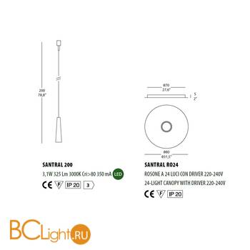 Подвесной светильник Morosini Santral SANTRAL 200 w/o glass 24 luci 0560CA07SVL3x24+0562RO07SAL3 - Схема
