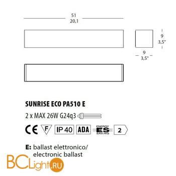 Настенный светильник Morosini Sunrise ECO SUNRISE ECO PA510 E 0594PA01SAFE - Схема