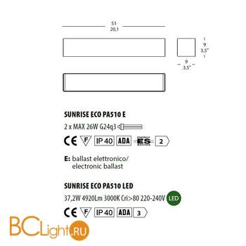 Настенный светильник Morosini Sunrise ECO SUNRISE ECO PA510 LED 0594PA01SAL3 - Схема