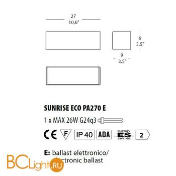 Настенный светильник Morosini Sunrise ECO SUNRISE ECO PA270 E 0592PA06SAFE - Схема