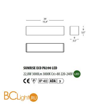 Настенный светильник Morosini Sunrise ECO PA390 LED 0593PA07SAL3 - Схема