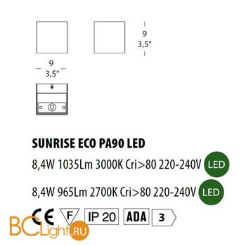 Настенный светильник Morosini Sunrise ECO PA90 LED 0591PA07SVL2 - Схема