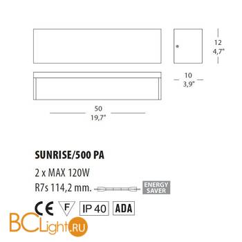 Настенный светильник Morosini Sunrise 500PA 0143PA01SAAL - Схема
